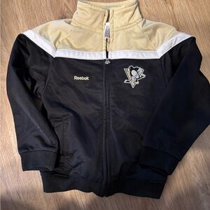 Penguins Reebok Black and Tan Jacket